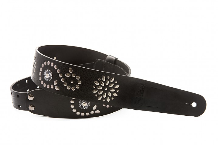 black-leather-rivets-metal-guitar-strap-righton